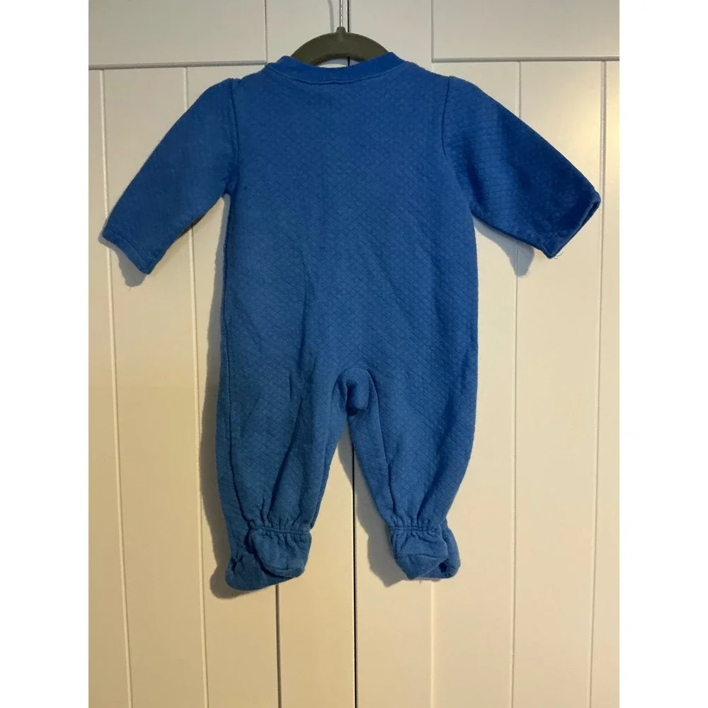 Disney Baby Blue Mickey Mouse Quilted‎ Footed Pajamas Romper 3-6 Months